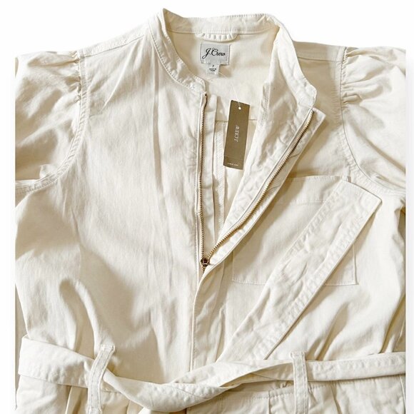 New with tag, J.Crew Puff-sleeve chino jumpsuit, Ivory, Size 2 - Picture 10 of 16